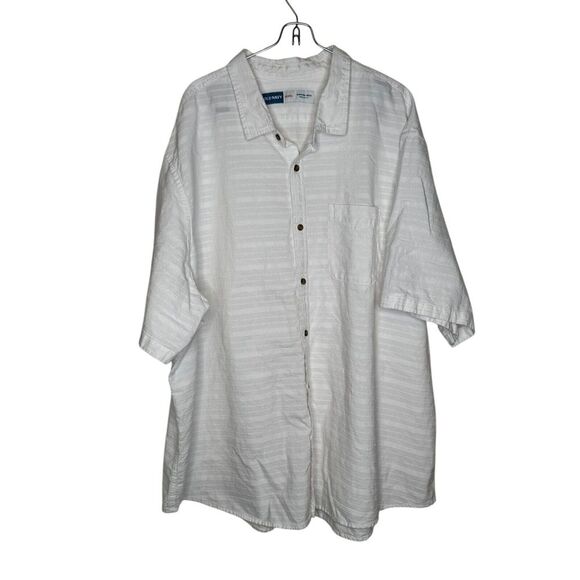 Old Navy Men Top Button-Up Regular Fit Casual Striped Collared Short Sleeve 4XL - Picture 1 of 10